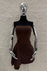 Vestido Strapless Colgante al Frente Chocolate