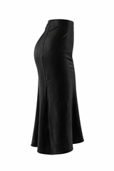 Falda Midi Satinada Negra