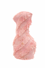 Vestido Strapless Flores Rosa