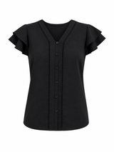 Blusa Olgada Manga Corta Negra