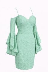 VESTIDO  DE ENCAJE MANGA ACAMPANADA