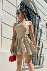 Vestido Bubble Halter Beige