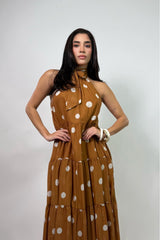 Vestido Largo Poka Camel