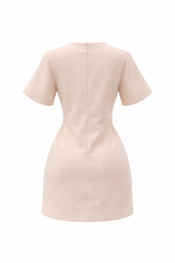 Vestido Suelto App de Flores Beige