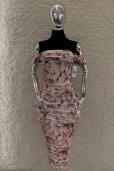 Vestido Midi Corrugado Floreado