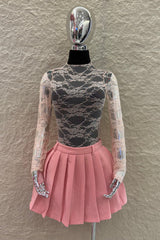 Falda Corta Plisada Rosa