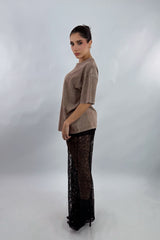 Pantalon Acampanado Encaje Negro