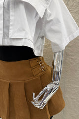 Falda Velvet Doble Hebilla Camel