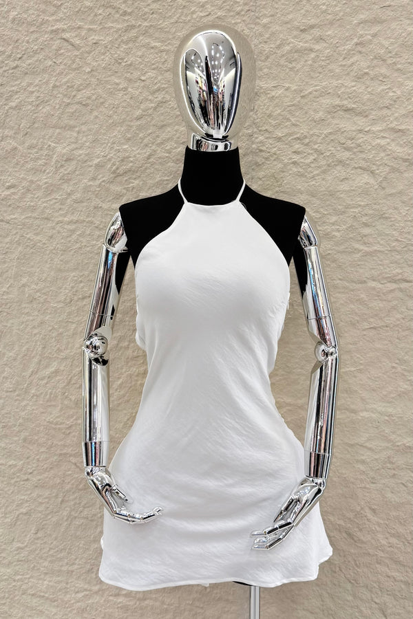 Vestido Halter Satinado Blanco