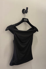 Crop Top Off Shoulder Negro