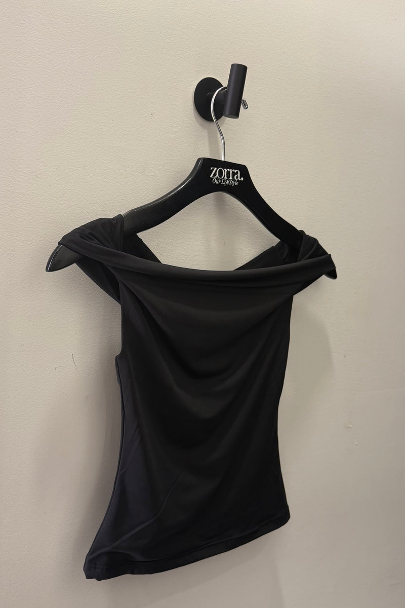 Crop Top Off Shoulder Negro