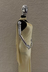 Vestido Largo Satinado Amarillo