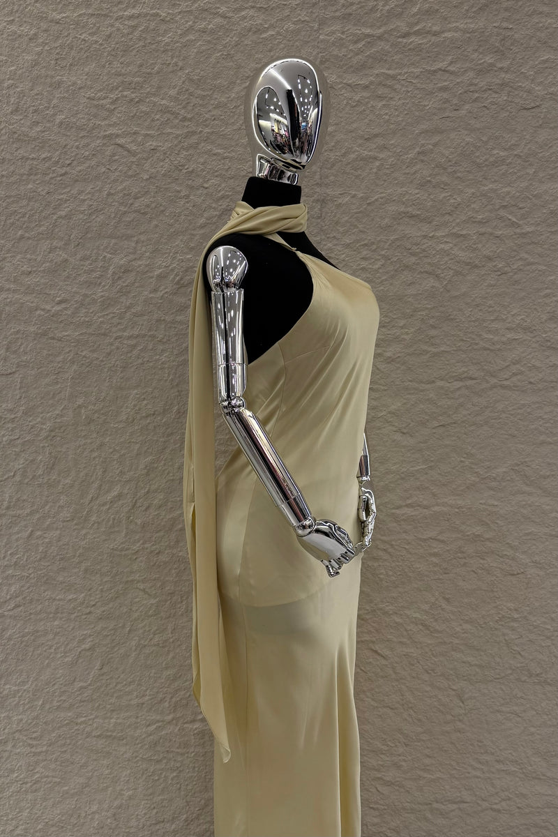 Vestido Largo Satinado Amarillo