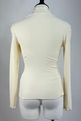 Blusa Manga larga Cuello Alto Beige