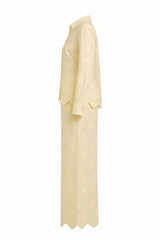 Set de Pantalon y Camisa Floreado Beige