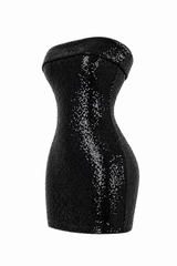 Vestido Strapple Lentejuela Negro