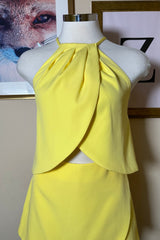 Short Falda Asimetrico Amarillo