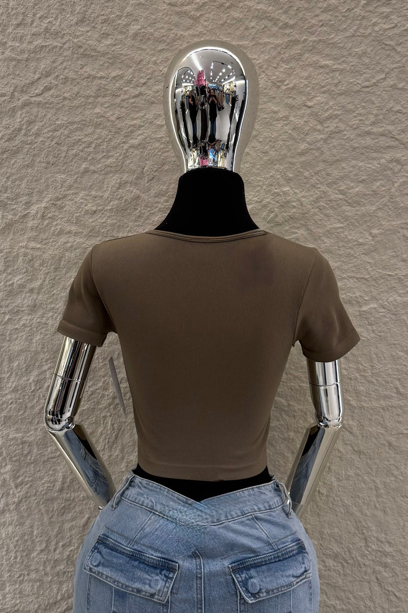 Crop Top App de Moño Rhinestone Cafe