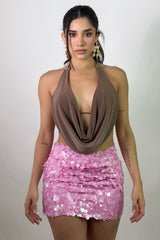 Falda Mini Sequin Rosa