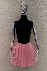 Falda Corta Plisada Rosa