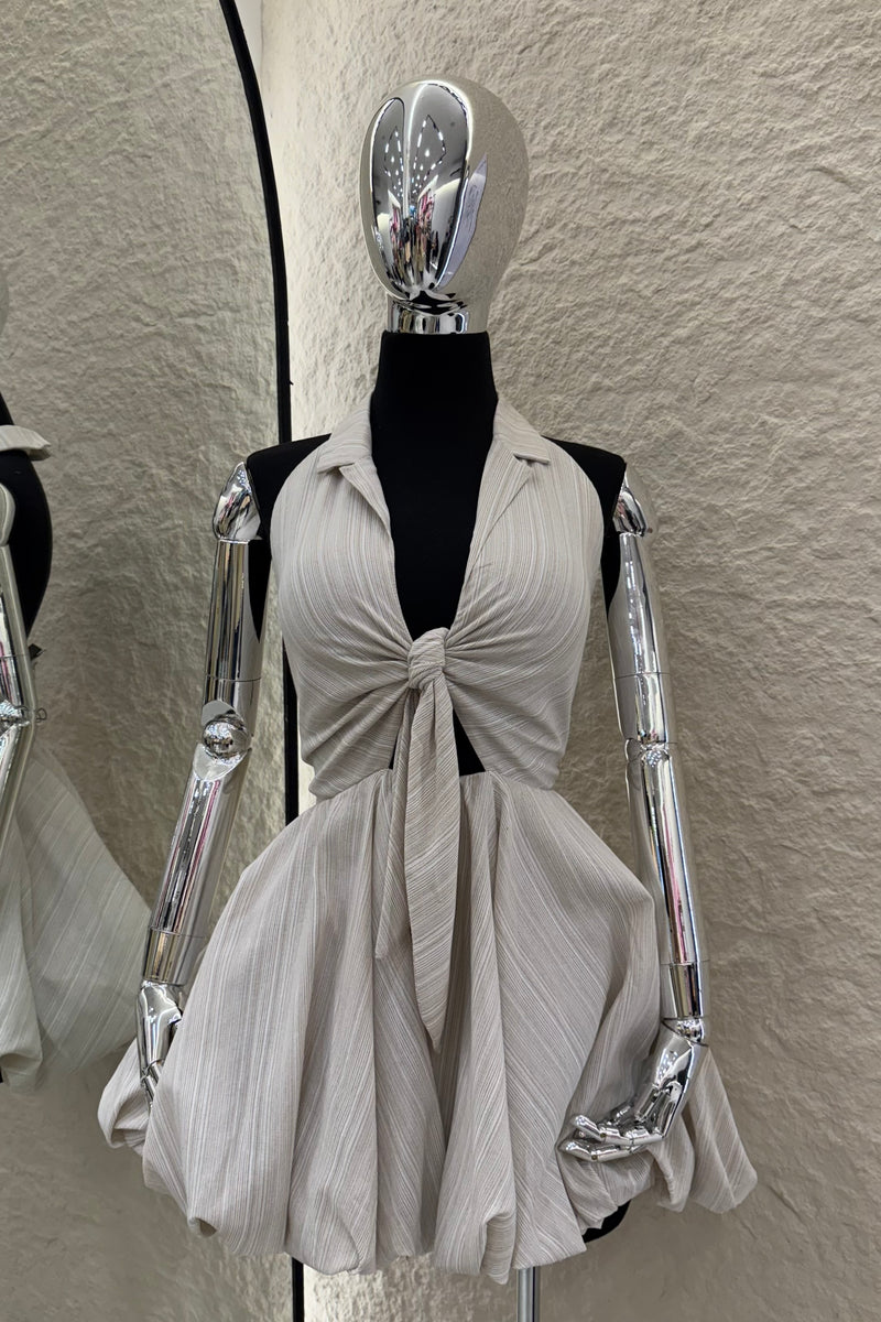 Vestido Halter Lazo Taupe White