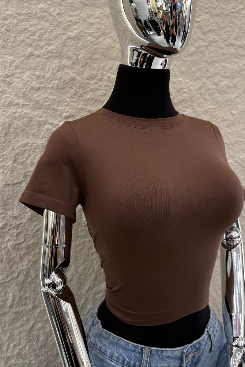 Crop Top Basic de Mangas Cafe