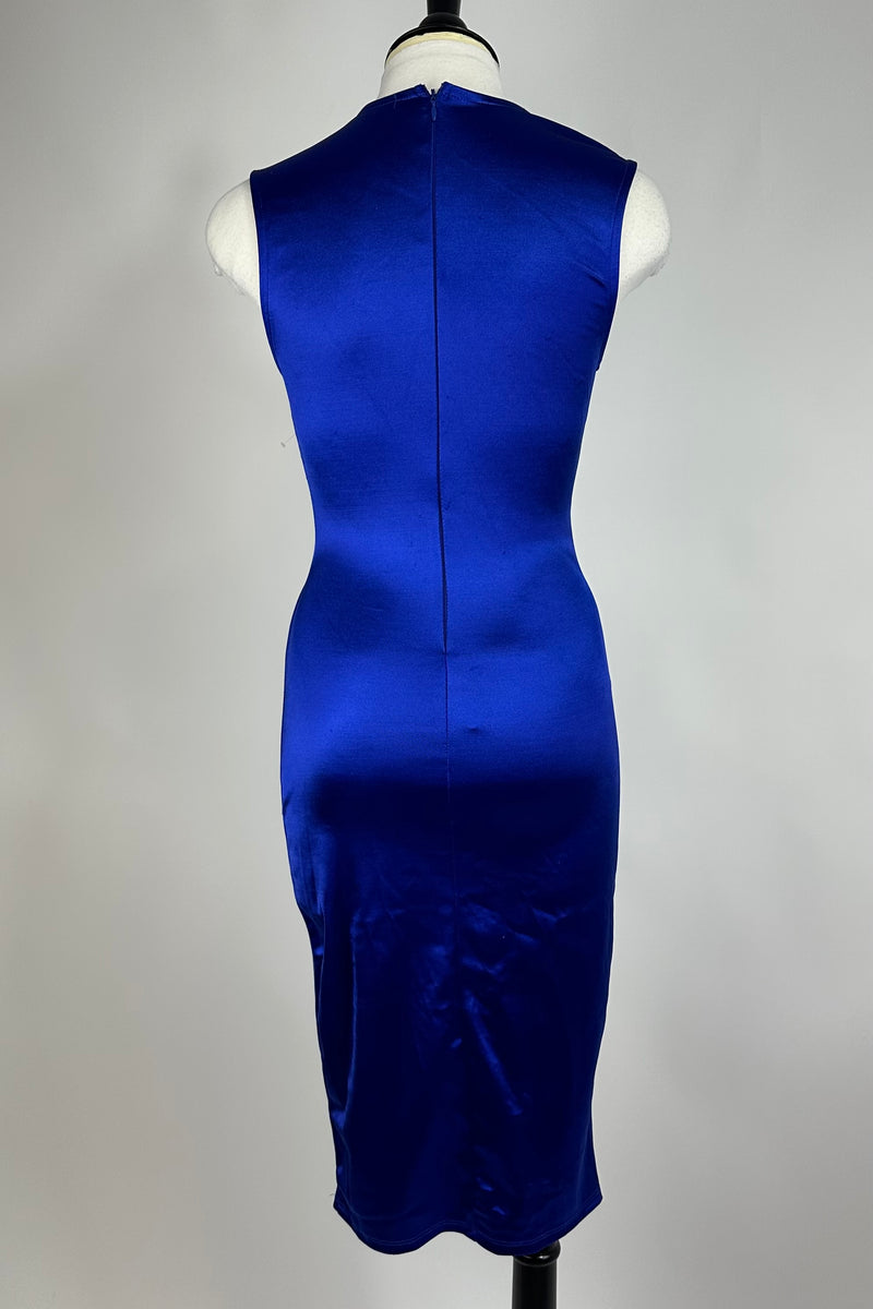 Vestido Midi Azul Satinado