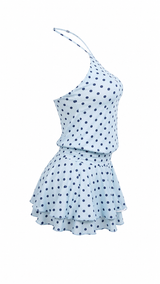 Vestido Halter Corto Polka Azul