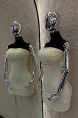 Vestido Strapples Rhinestone Amarillo