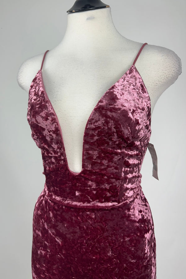 Vestido Velvet Rosa Escote V