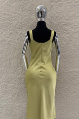 Vestido Midi Satinado Verde