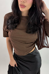 Crop Tshirt Rhinestone Cafe