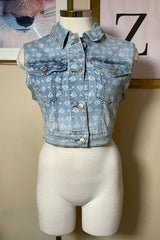 Chaleco Denim Print Diamante