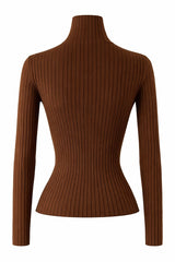 Blusa Cuello Tortuga Tela Punto Cafe