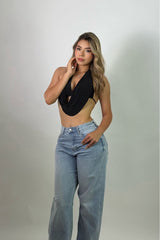 Croptop Halter Escote en Espalda Negro