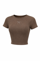 Crop Top App de Moño Rhinestone Cafe