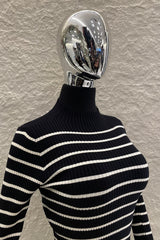 Blusa Manga Larga a Rayas Negra