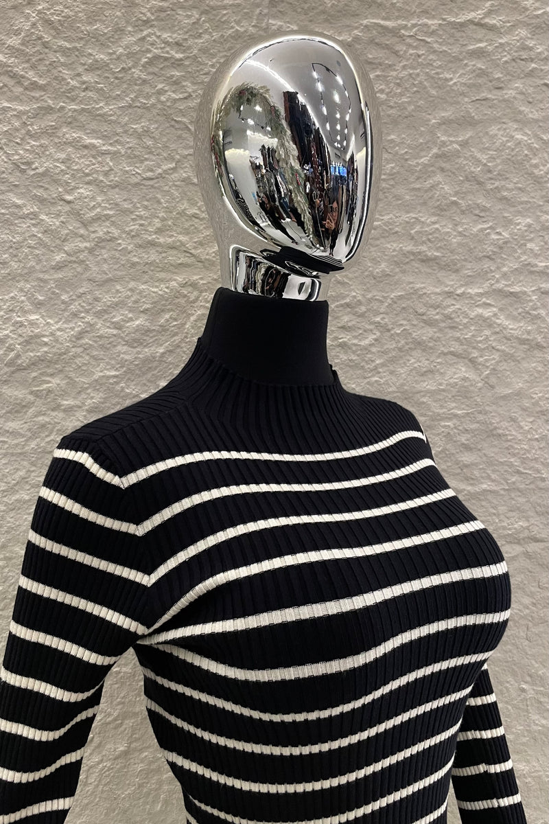 Blusa Manga Larga a Rayas Negra