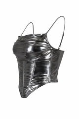 Top Corset Metalico Plata