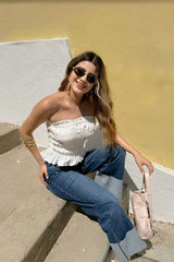 Crop Top Elastico Blanco