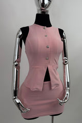 Set Chaleco y Falda Rosa