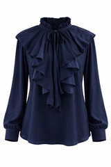 Blusa Suelta con Olán Negro