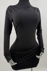 Vestido Corto Manga Larga Negro