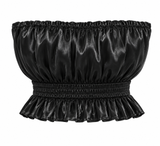Croptop Strapple Satinada Brillosa Negro