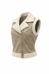 Chaleco Vinipiel Faux Fur Beige
