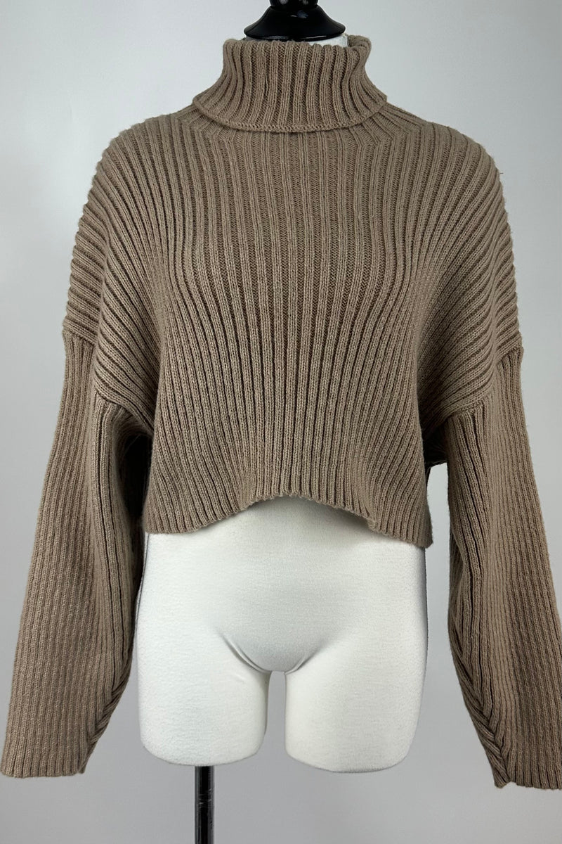 Sweater Corto Cuello Alto Beige