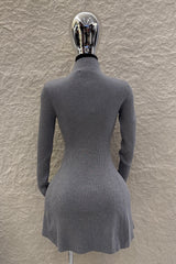 Vestido Manga Larga Tela Sweater Gris