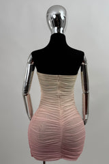 Vestido Corto Ruched Desvanecido Amarillo