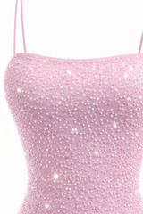 Vestido Corto Perlitas Rosa
