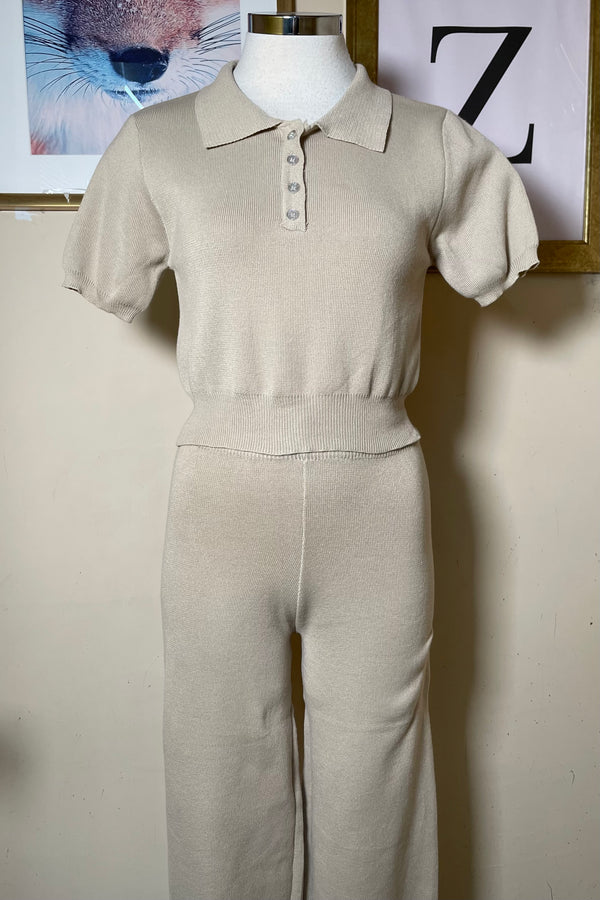 Set de Pantalon y Polo Punto Beige